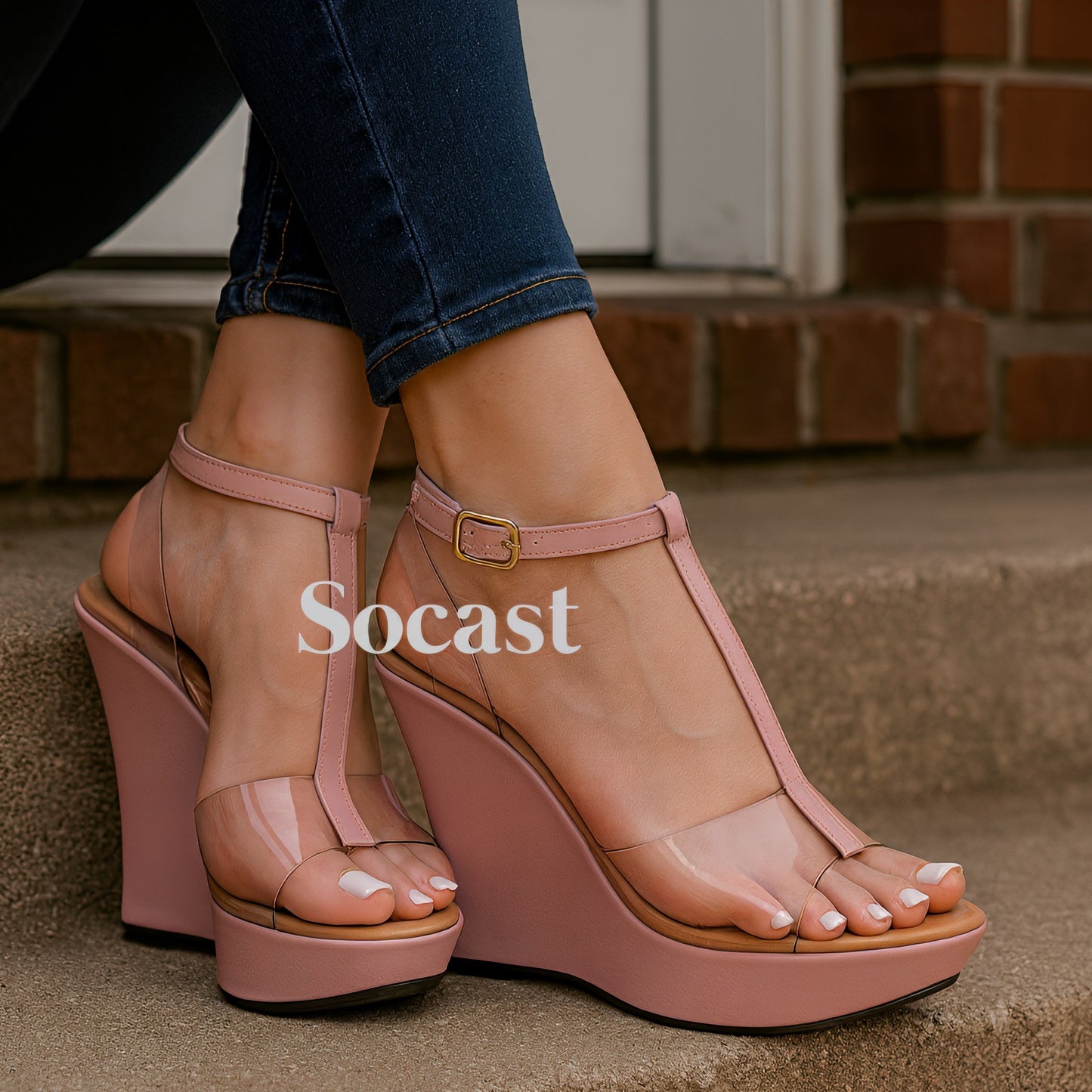 Sandalia plataforma con transparencia