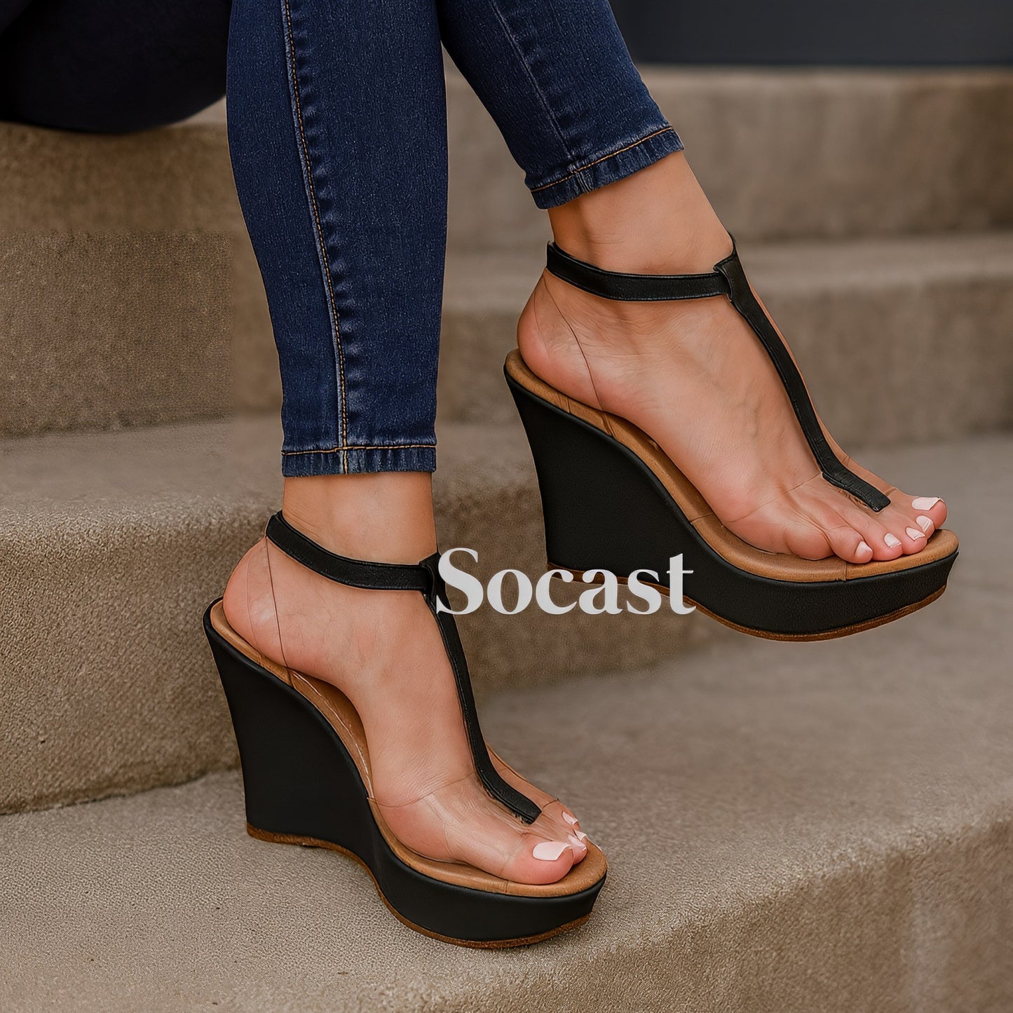 Sandalia plataforma con transparencia